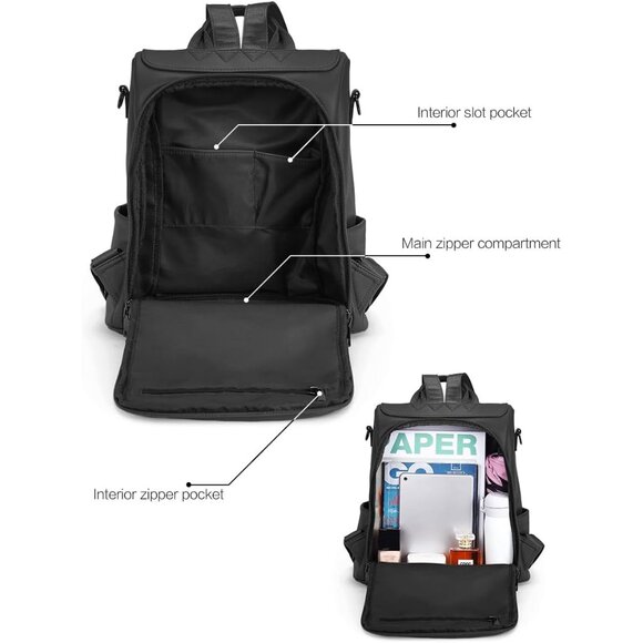 Women Black PU Leather Anti Theft Travel Backpack Purse with Tassel main image 7
